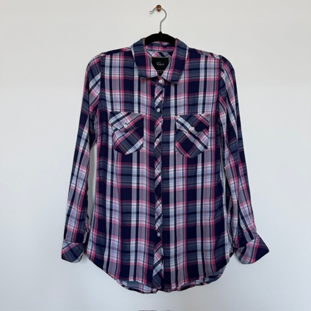 Rails Plaid‎ Button Down Shirt Women's XS | Pink Blue Lightweight | $148 Retail